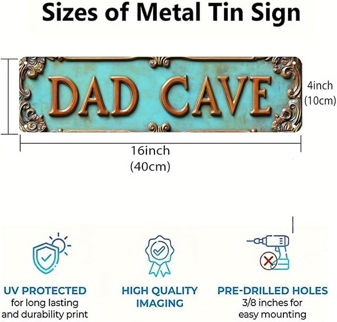 Bar Sign Bar Gifts Vintage Metal Wall Decor Sign"DAD CAVE" Street Sign Funny Man Cave Decor Accessories for Home, Bar, Bathroom, Bedroom Unique Retro Tin Signs for Outdoor 4 X 16 inches - Image 4