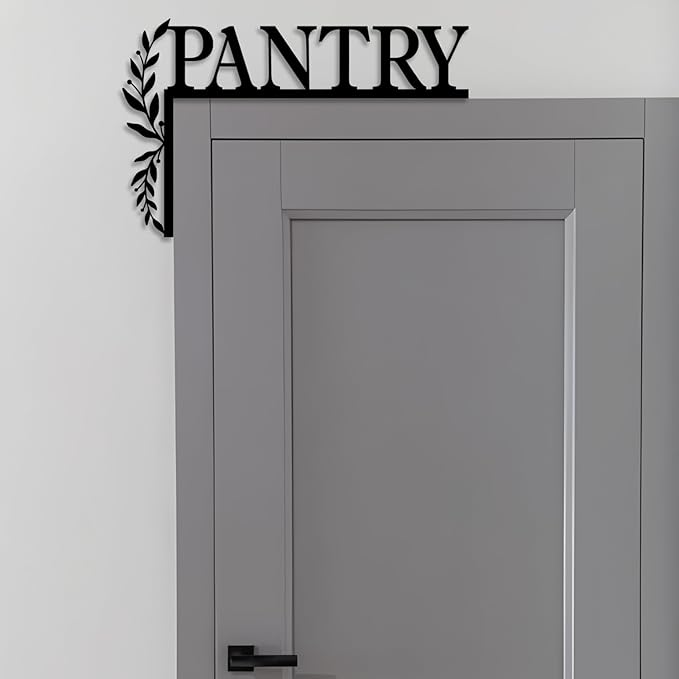 LIYOUYA Metal Pantry Flower Door Topper, door Sign, Door Corner Decor, Black Metal Wall Art, Simple Home Decor - For Kitchen (Black) - Image 5