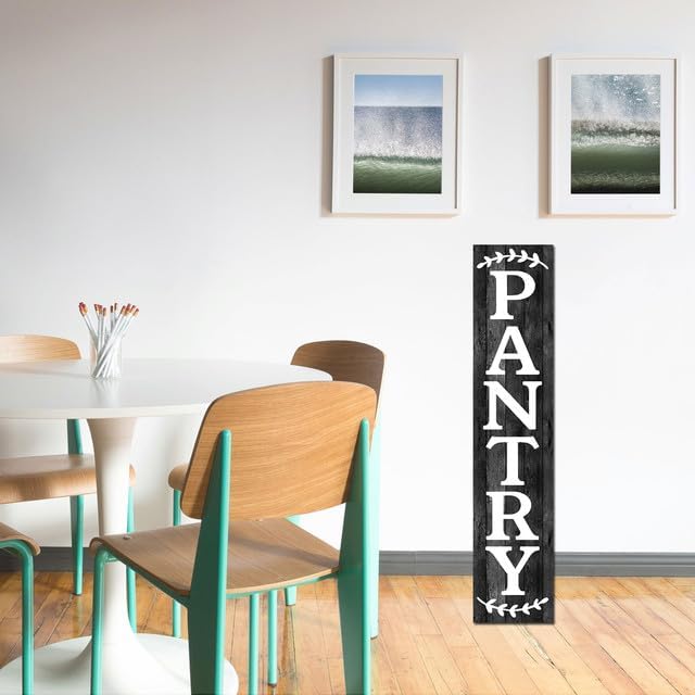 8"x63" Black Wood Rustic/Farmhouse Pantry Sign for Hanging Kitchen Wall Art Decor - Image 3