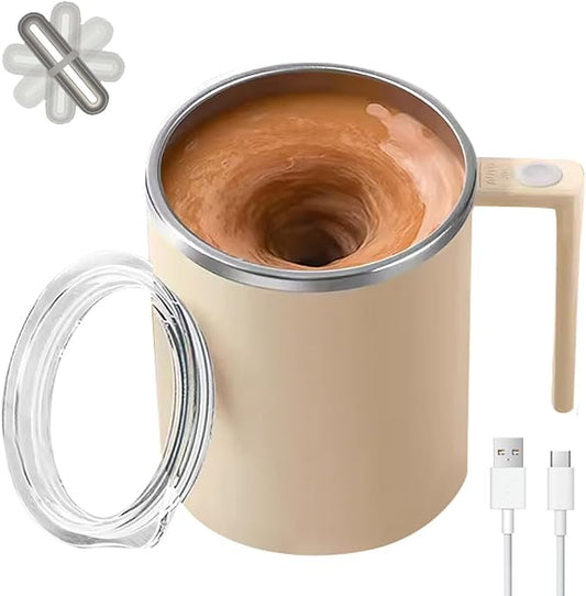 Electric Mixing Mug,Electric Stirring Coffee Mug,Coffee Mugs,Suitable for Coffee, Milk, Cocoa and Other Beverages (Cream White) by TLINNA
