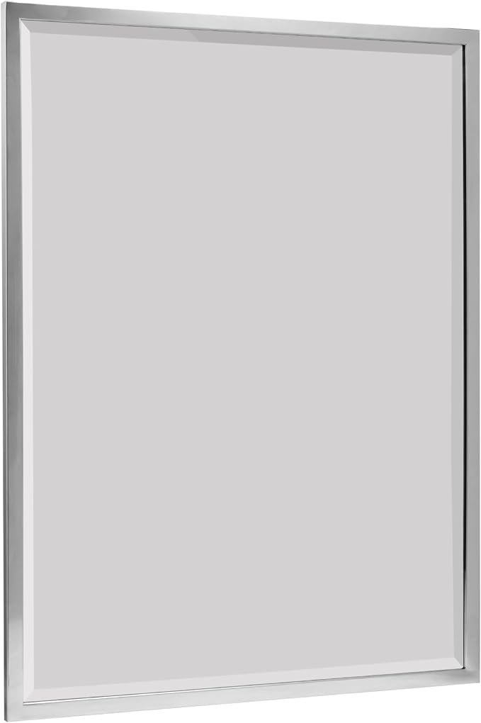 Head West Chrome Stainless Steel Beveled Metal Framed Wall Mount Vanity Mirror, Decorative Mirror for Wall Decor, Rectangle Bathroom Mirror for Over Sink, Bedroom, Living Room Hallway Entryway 30"x40" - Image 7