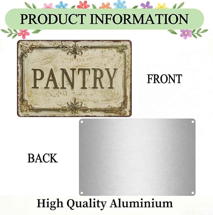 Vintage Pantry Aluminum Metal Wall Sign 8 x 12 Inch | Farmhouse Decor for Home or Kitchen, Gift for Farmhouse Decor Lovers or Home Owners - Image 2