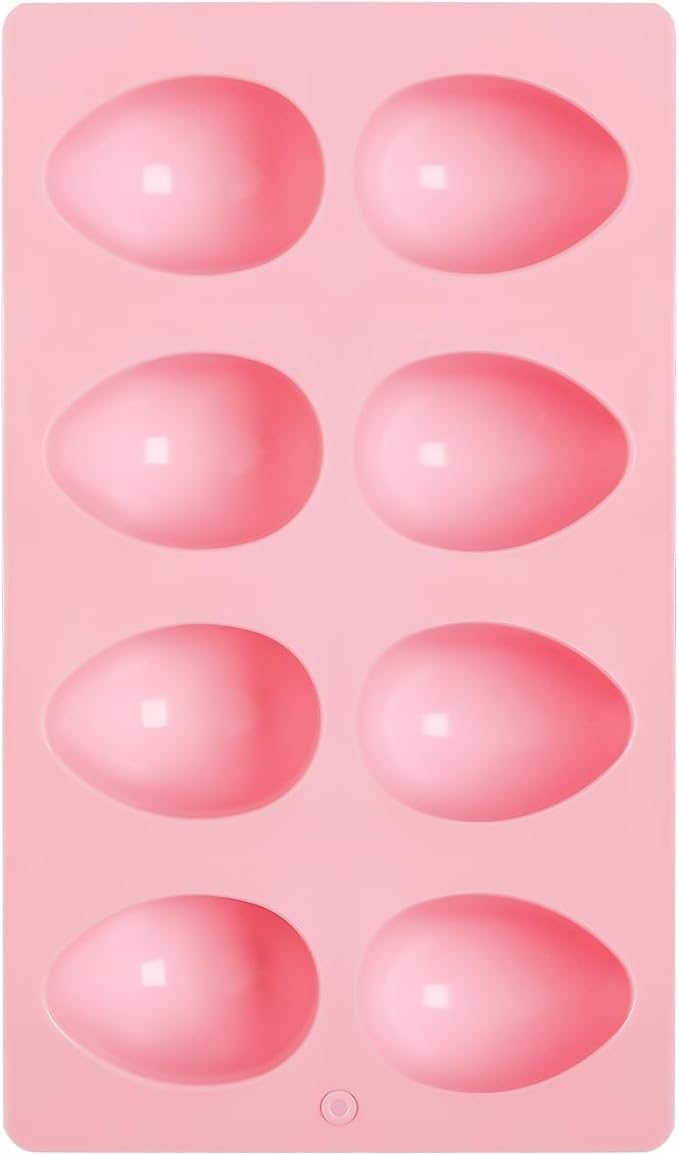 1 Pack Silicone Egg Molds 8 Cavity Easter Silicone Candy Mold 3D Egg-Shaped Silicone Baking Mold for Chocolate, Jello, Mini Cakes, DIY Desserts, Candy, Ice, Pudding, Baking (1, Pink) by Unknown