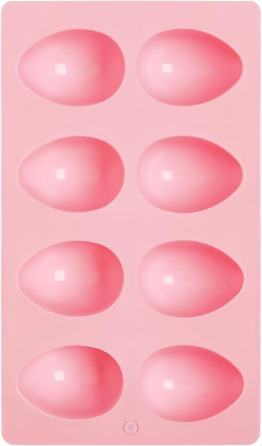 1 Pack Silicone Egg Molds 8 Cavity Easter Silicone Candy Mold 3D Egg-Shaped Silicone Baking Mold for Chocolate, Jello, Mini Cakes, DIY Desserts, Candy, Ice, Pudding, Baking (1, Pink) by Unknown