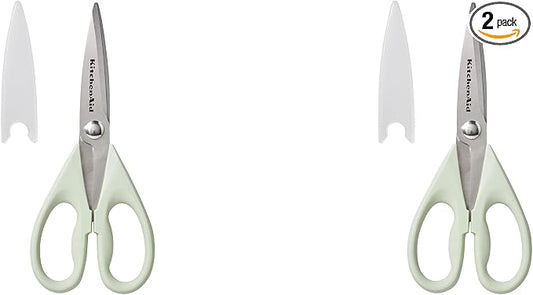KitchenAid All Purpose Kitchen Shears with Protective Sheath Durable Stainless Steel Scissors,Dishwasher Safe,Soft Grip Comfort Handle,8.72 Inch,Pistachio,(Pack of 2) by Unknown