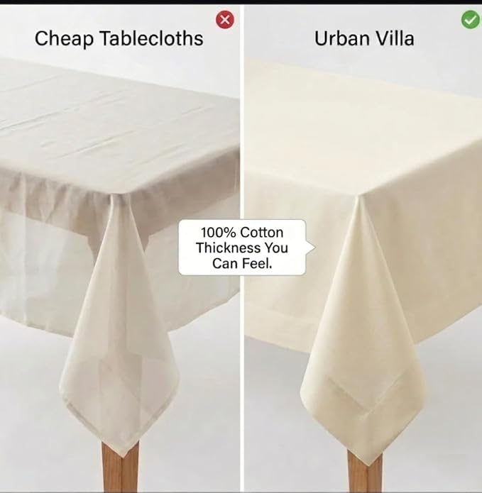 Urban Villa Tablecloth Cotton Tabletop 60x102 (8-10 Seats) Ivory - Image 6