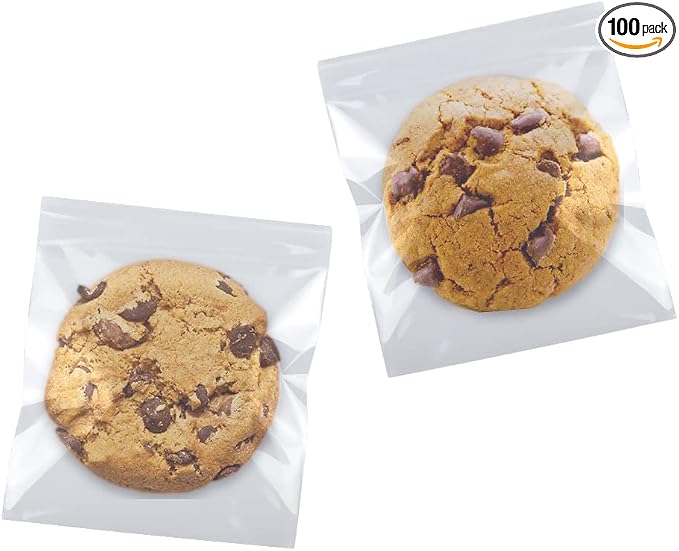 SUREHOME Cookie Bags Cellophane Clear Individual Treat for Cookies, 5x6 Inch Gift Giving Packaging, 100PCS Plastic Self Adhesive Wrappers Candy Bag by SUREHOME