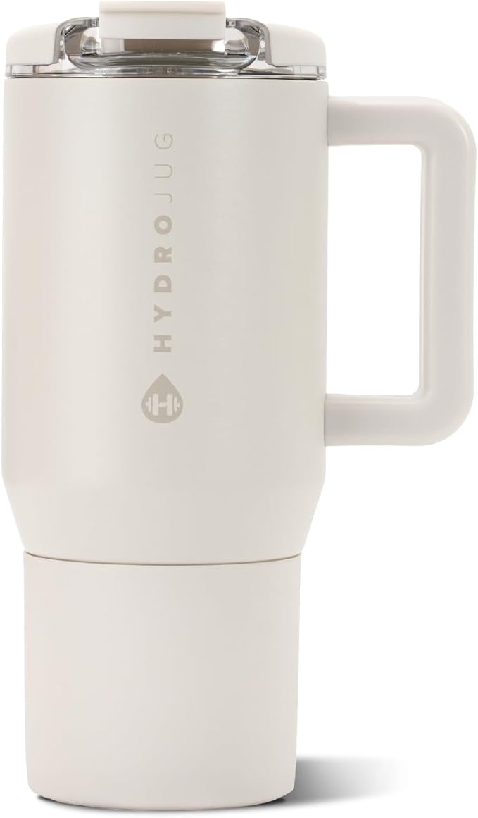 HydroJug Coffee Traveler 20oz Ceramic-Lined Mug with Handle, Linen by Hydrojug