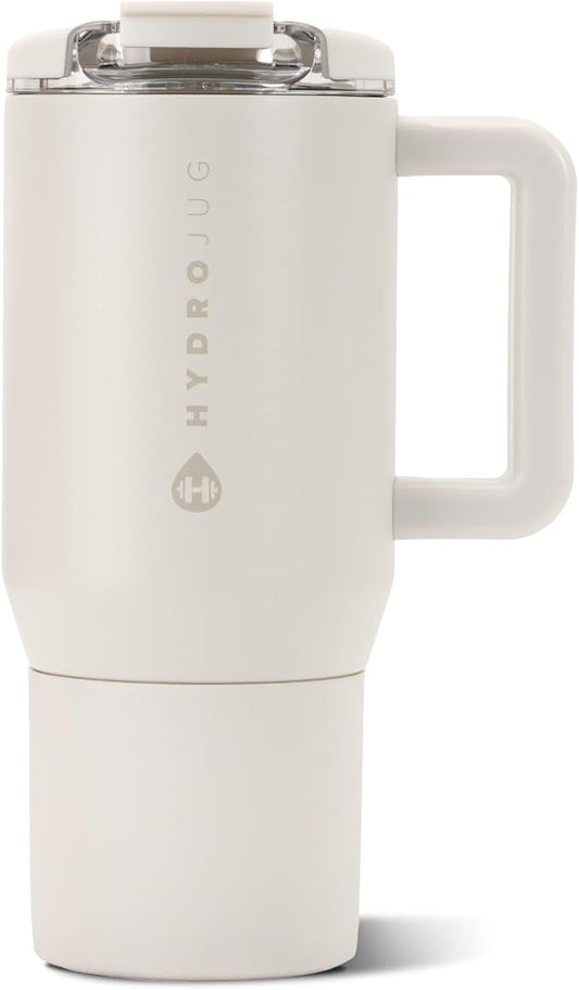 HydroJug Coffee Traveler 20oz Ceramic-Lined Mug with Handle, Linen by Hydrojug