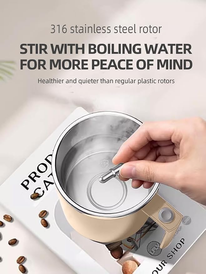 Electric Mixing Mug,Electric Stirring Coffee Mug,Coffee Mugs,Suitable for Coffee, Milk, Cocoa and Other Beverages (Cream White) - Image 3