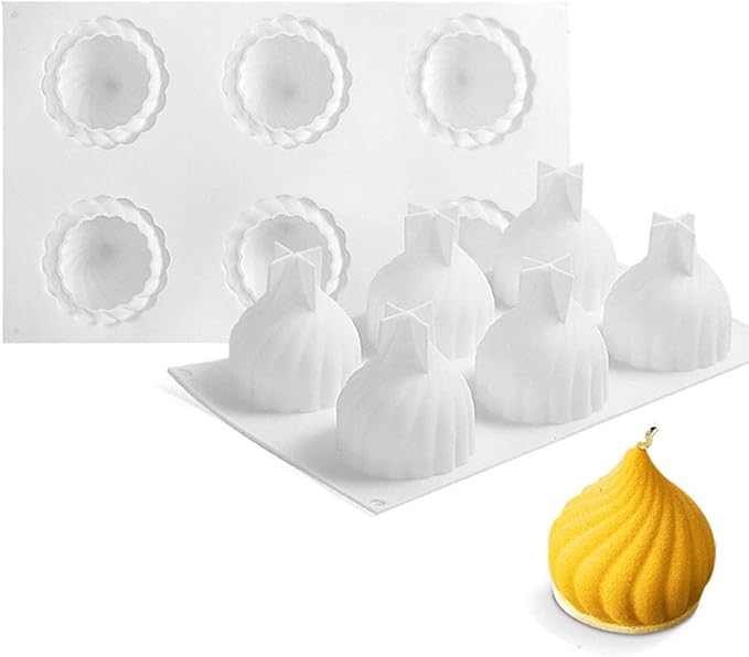 3D Russian Tale Silicone Molds Baking Mousse Cake, French Dessert Mold for Pastry Chocolate Easy Release(6-Cavity)