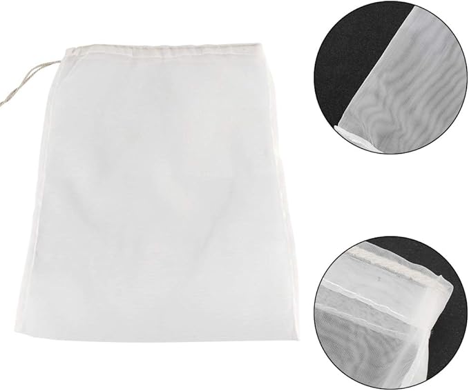 1Pc Wine Filter Bag, 100 Mesh Reusable Drawstring Filter Bag Washable Fine Mesh Nut Milk Bag Food Strainer Bags, for Home Wine Beer Brew Brewing Making Coffee Fruit Jam Straining