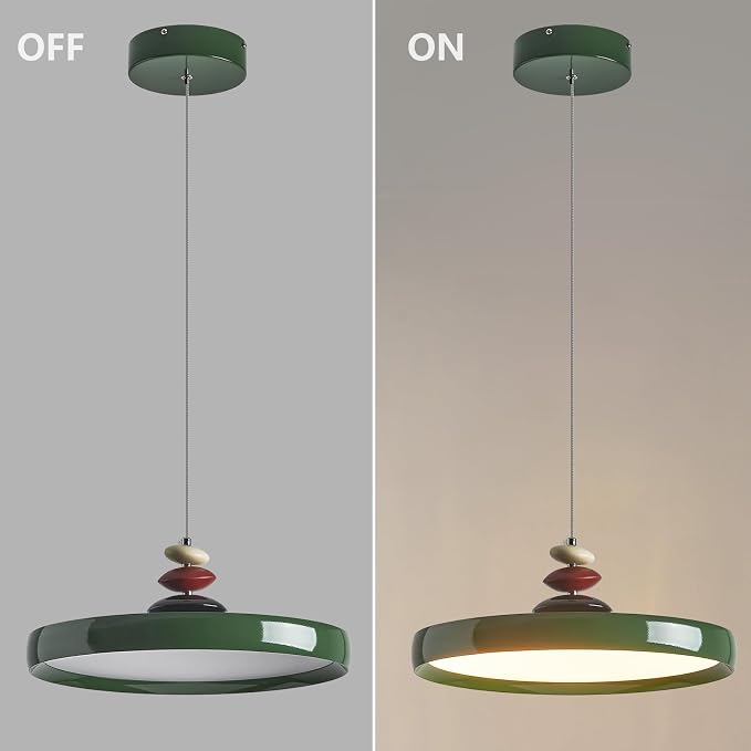 Modern Pendant Lights,Green 16" LED Pendant Lighting Fixture with Remote Control Dimmable 3 Color Mode & Brightness, Adjustable Hanging Lamp for Kitchen Dining Room Bedroom Kitchen Island - Image 8