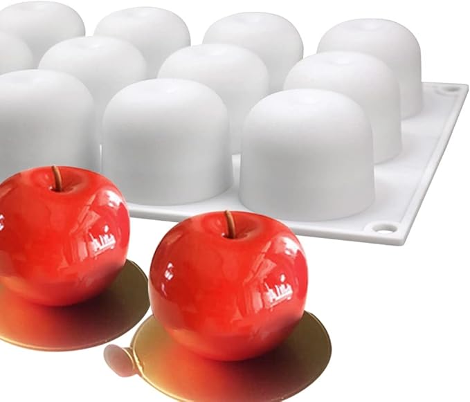 Silicone Mold Baking Pan Non-Stick Baking Pastry Chocolate Cake Dessert DIY Decoration Tools (Apple S_11.8x6.8x0.14 inch)