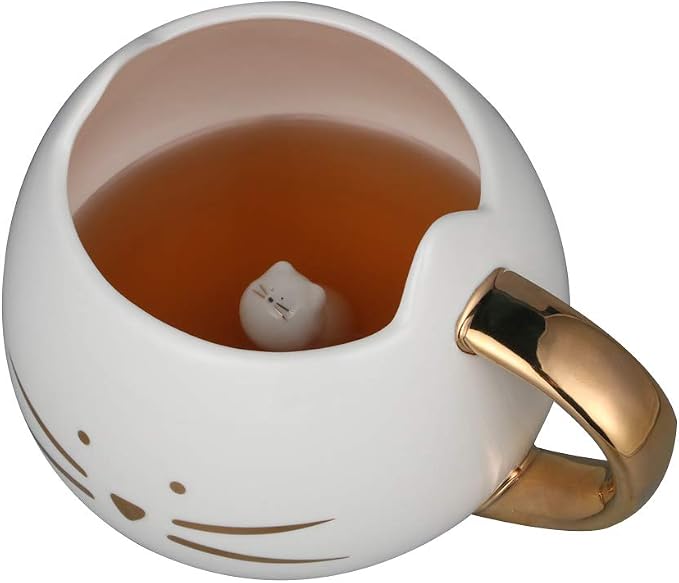 Koolkatkoo Cat Coffee Mug for Women Girls Cute Ceramic Meow Mugs for Cat Lover Tea Cup 12 oz White by Koolkatkoo