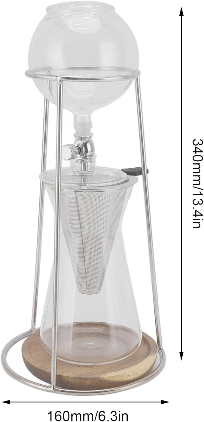 600ML Cold Brew Drip Tower Coffee Maker, Reusable Transparent Borosilicate Glass Iced Coffee Maker for Cafe Home Kitchen