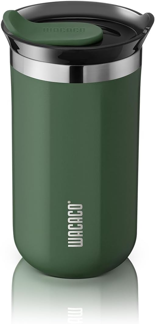 WACACO Octaroma Lungo Vacuum Insulated Coffee Mug, Double-wall Stainless Steel Travel Tumbler With Drinking Lid, 10 fl oz(300ml), Pomona Green by WACACO