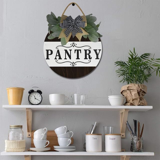 Pantry Sign Pantry Wall Decor Farmhouse Pantry Sign Wooden Rustic Pantry Sign Retro Pantry Hanging Sign Wooden Art Printed Decor for Home Pantry Room Holiday Decoration 11" - Image 4