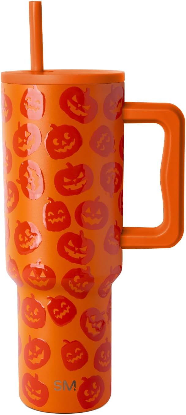 Simple Modern Halloween Tumbler with Handle | 40oz | Pumpkins | Trek Tumbler, Travel Mug | Insulated Water Bottle, Cupholder Friendly, Stainless Steel Cup, Jack-O-Lantern by Unknown