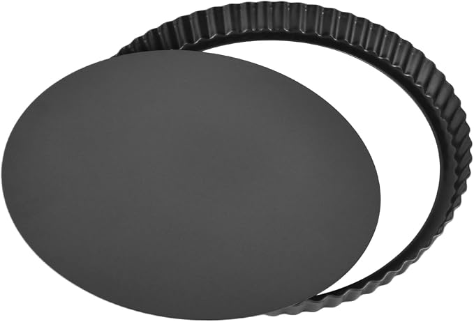 Jiawu Nonstick Quiche Pan with Removable Base for Deep Tart Baking 1 Unit Carbon Steel Kitchen Tool ([Thickened] 12-inch live bottom pie plate) - Image 9