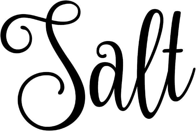 Salt 3w x 2h Label | Kitchen Pantry Organization | Die Cut Vinyl Decal | Black Fancy Font (Sticker Only) by MinglewoodTrading