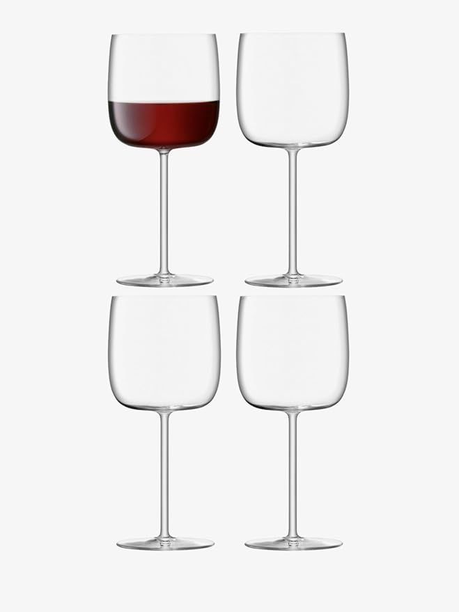 LSA International Borough Wine Glasses 15 oz, Set of 4, Luxury Elegant Modern Crystalline Drinking Glassware by LSA+International