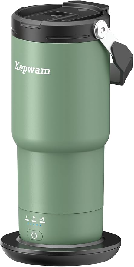 Kepwam Heated Coffee Mug Rechargeable T3, 20oz Self-Heating Travel Mug for Coffee with 1℉ Precise Temperature Control & App, Portable Cup Warmer for Outdoor & Car (Fits Cup Holders) by Kepwam