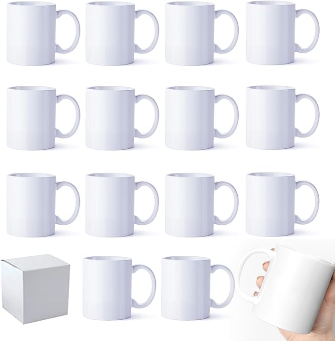 Sublimation Coffee Mugs 11oz White Blank Ceramic Cups For Tea Cocoa With White Box Packing Set of 12Pcs by MYSUB