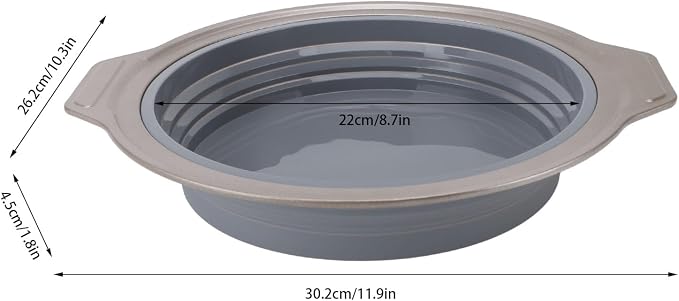 Cake Baking Pan, Silicone Cake Pan Foldable Press Type Quick Release Round Baking Pan for Layer Cake Cheese Cake Chiffon Cake (Gray) - Image 4