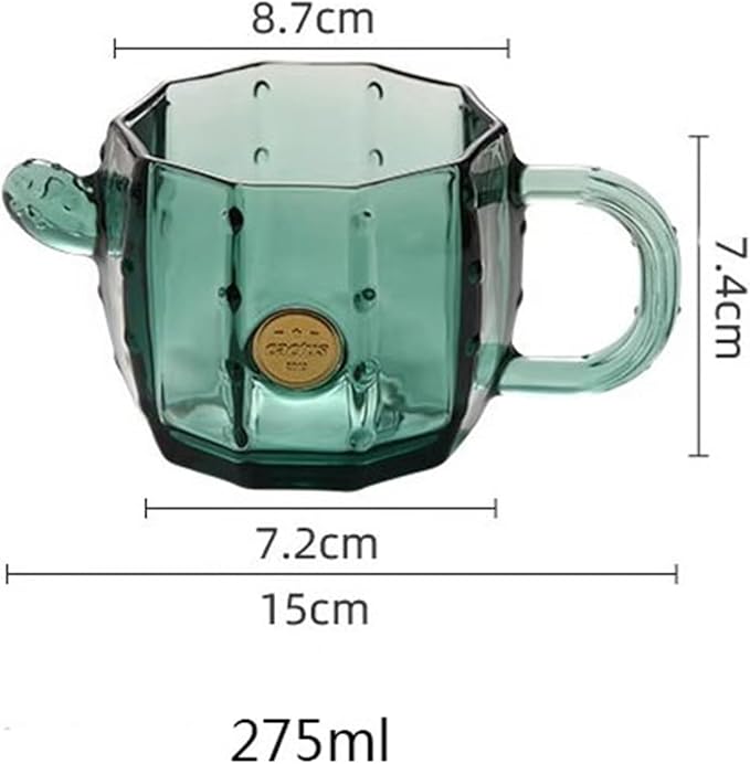 drinking glassware Blown Green Transparent Glass Cup with Handle, 10 Oz - Image 2