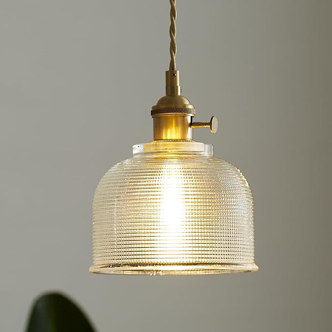 Sedelan Antique Glass Pendant Light, Vintage Pendant Light, Kitchen Island Pendant Lights,Retro Glass Hanging Lamp for Study Room Living Room Bedroom,Copper E26, Switch Knob (Bulb Not Included) by Sedelan