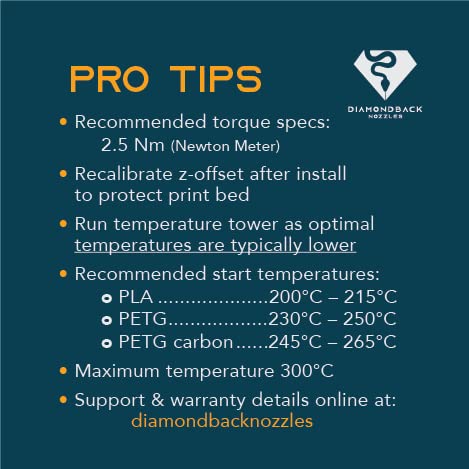 Diamondback Nozzles – MK8 Compatible – Polycrystalline Solid Diamond Tip 3D Printer Nozzles, Improved Extrusion, Any Filament, Long Life, Wear Resistant, Layer Adhesion, USA Made (0.8mm)
