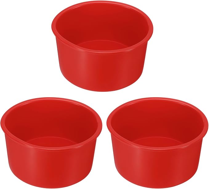 UXcell 3-Piece Round Silicone Cake Molds, 4-Inch Dark Red Nonstick & Quick Release for Layer, Smash & Cheese Cakes by uxcell