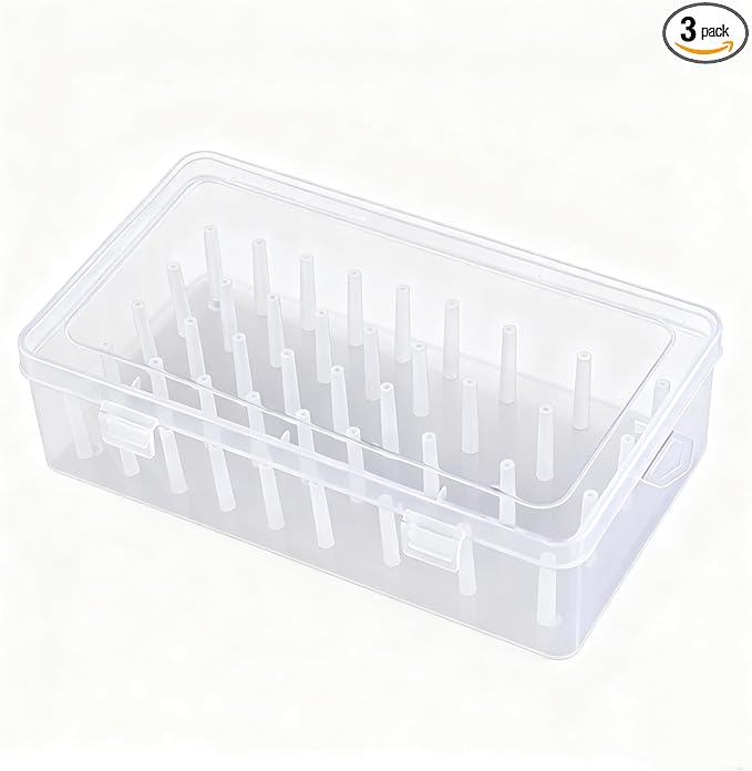 3pcs Piping Tips Organizer with Fixed Pins 72/126-Capacity Cake Decorating Storage Box for Baking Tools (1pcs-42 transparent color)