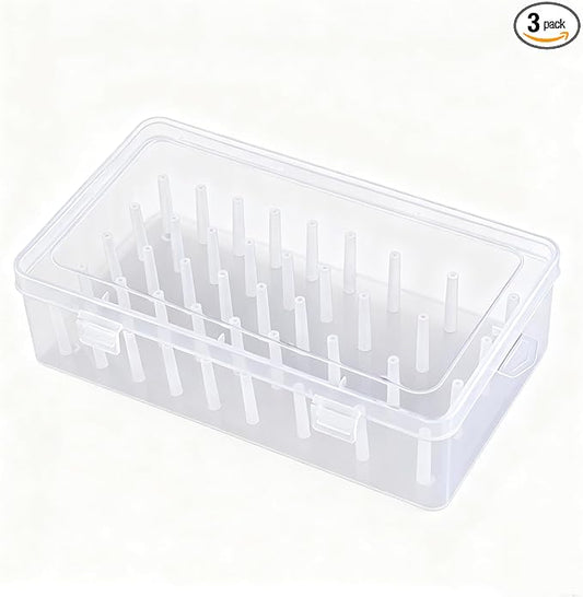 3pcs Piping Tips Organizer with Fixed Pins 72/126-Capacity Cake Decorating Storage Box for Baking Tools (1pcs-42 transparent color)