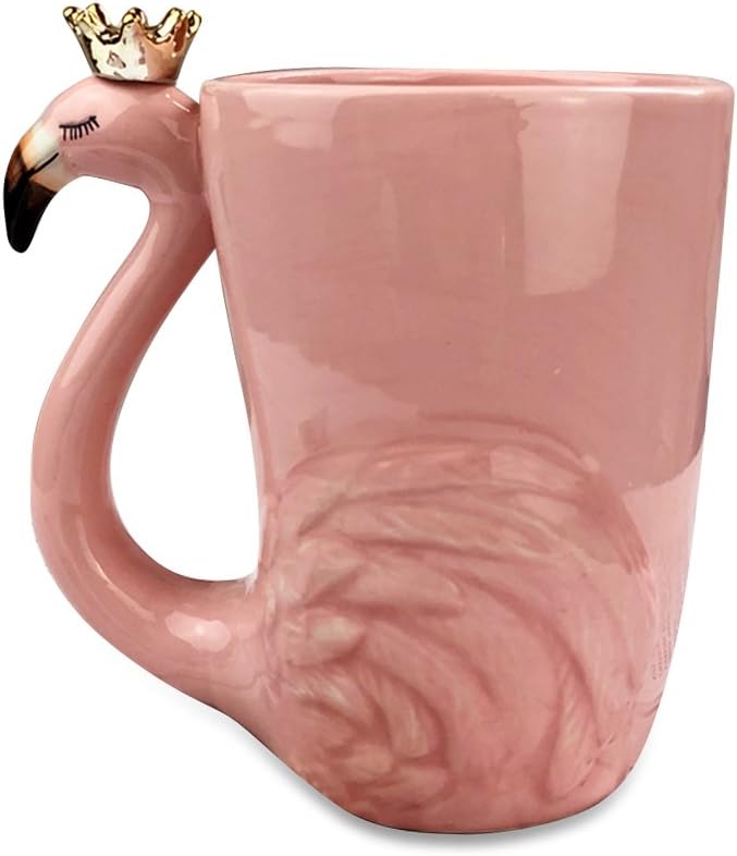 Cute Pink Flamingo Gifts for Women Coffee Mug Unique Ceramic Animal Cups | Novelty 16 oz Mugs Flamingo Decor Stuff for Mom Grandma Wife Her Funny Christmas Presents Xmas Girls Fancy Mothers Day Gift by Renawe