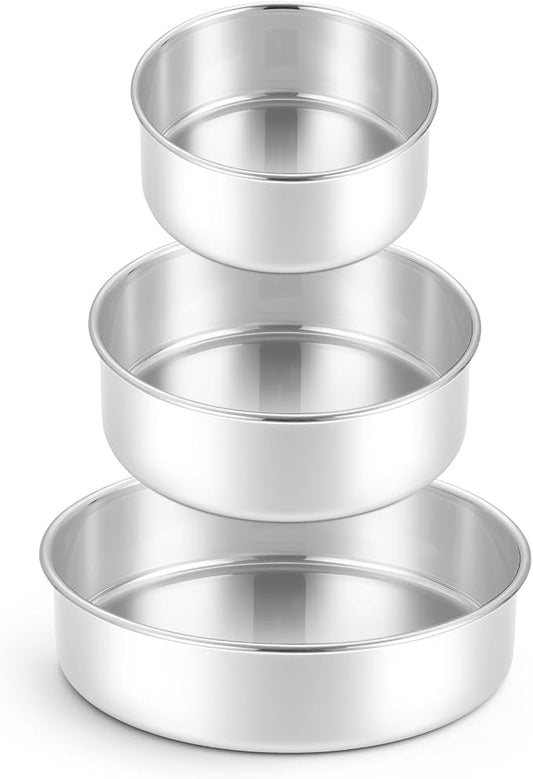 Leonyo 4-7-9 Inch Cake Pans Set of 3, Round Baking Pan Molds Tin, 2In Deep | Bake a multi-layer cake — perfect for celebrating weddings, birthdays, housewarmings, and graduations by Leonyo
