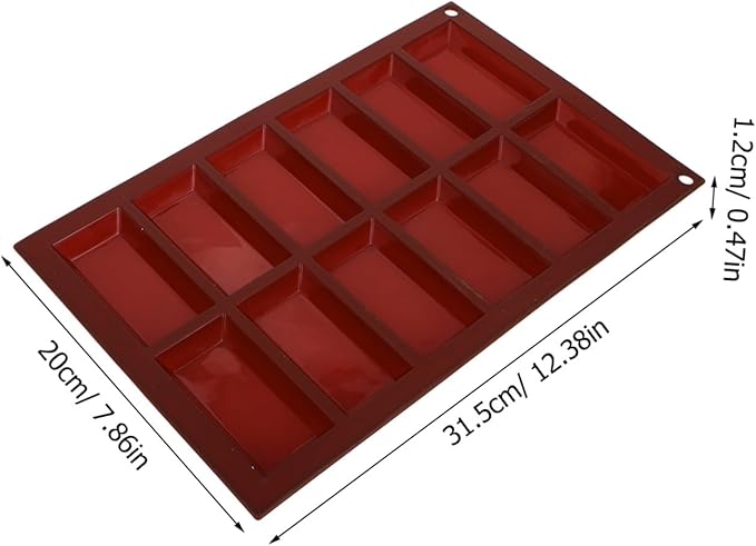 Silicone Mold Cavities Rectangle Chocolate Candy Bar Mold for Filled Treats with Flexible Non-stick Wax Melt for DIY Soap Butter Cheese Making