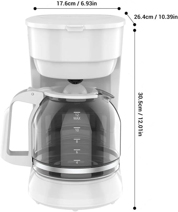 Coffee Makers, 12-Cup Coffee Machines with Reusable Filter | Removable Filter Basket, Keep Hot(White) - Image 5