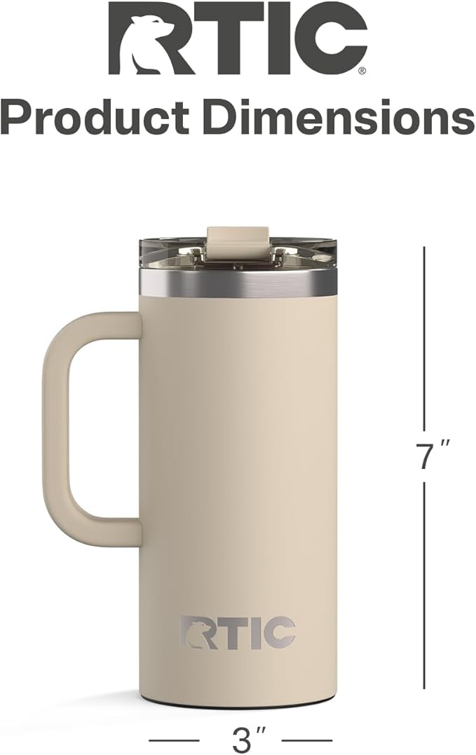 RTIC 16oz Road Trip Travel Mug with Lid and Handle, Ceramic Lined, Beach | Stainless Steel Metal, Insulated Travel Cup for Hot and Cold Drinks, Coffee, Car, Camping and Travel - Image 4