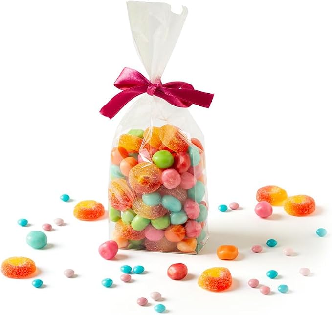 Decora 0855040 Pack of 10 Clear Plastic Food Bags with Hard Cardboard Base 75 + 40 x 220 H mm for Packing Sweets, Biscuits and Sweets - Image 2