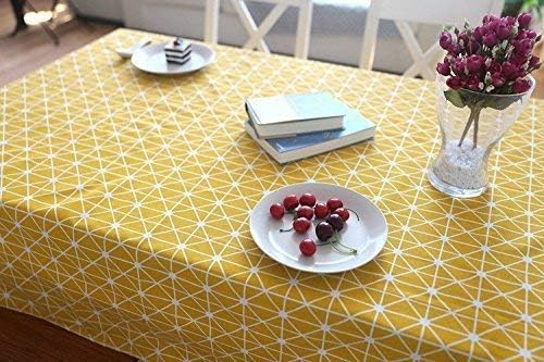 meioro Yellow Boho Table Cloth Rectangle Cotton Linen Nordic Twill Tablecloths Wrinkle Free Fabric Checkerboard Stripe Table Cloths Rustic Cover for Kitchen Dining Party Outdoor Picnic(39 x 55 Inch) - Image 2