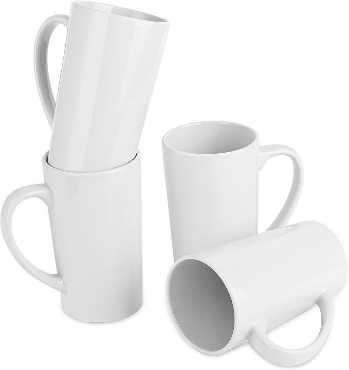 BYCNZB 22oz white Super Large tall Ceramic Coffee Mugs Large Handles Set of 4 by BYCNZB