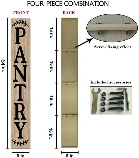 Vertical Pantry Sign Wall Decor 8"x63" Pantry Decor Farmhouse Wood Large Pantry Sign for Hanging Kitchen Sign Wood Sign Vertical Sign Wood Sign Kitchen Wall Art Decor Hanging Plaque Sign - Image 4