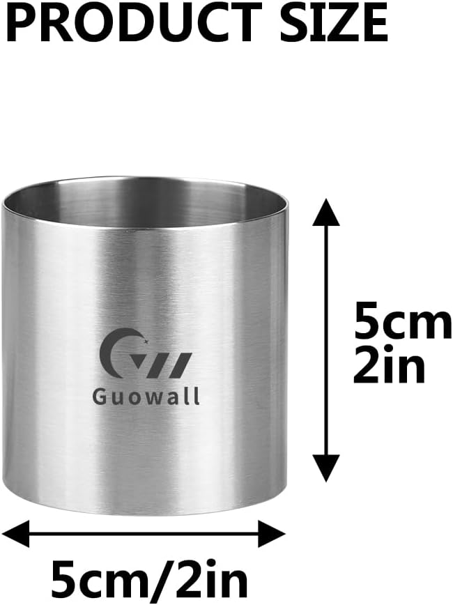 Guowall Cake Ring Mold 8 pack Mini Mousse Mould Seamless Stainless Steel Cake Cutter for Baking Small Size Round Food Pastry Mould - 2 inch