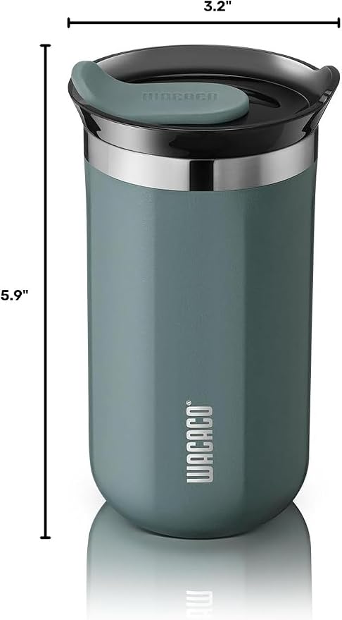 WACACO Octaroma Lungo Vacuum Insulated Coffee Mug, Double-wall Stainless Steel Travel Tumbler With Drinking Lid, 10 fl oz(300ml), Cadet Blue - Image 8