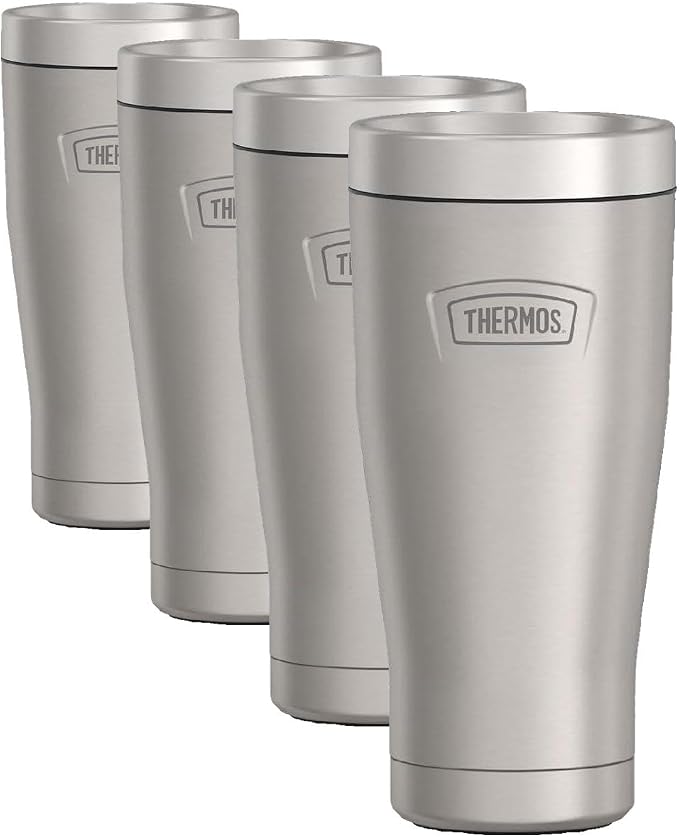 THERMOS ICON SERIES, Stainless Steel Tumbler, Matte Stainless_Steel, 16 oz (Pack of 4) by Thermos