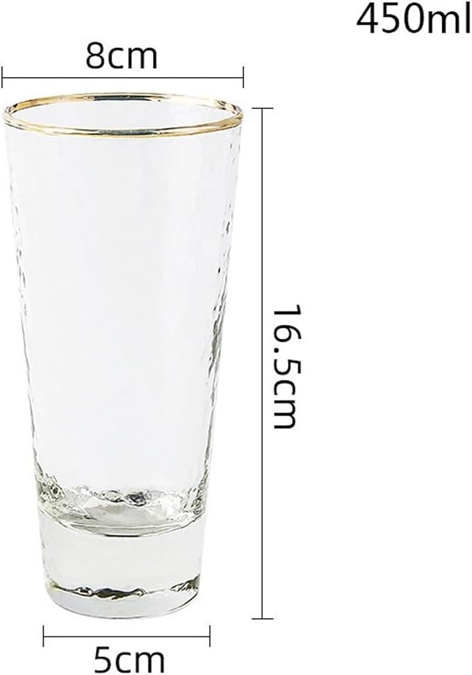 drinking glassware Hammered Tapered Glass Cups with Gold Rim(Large) - Image 2