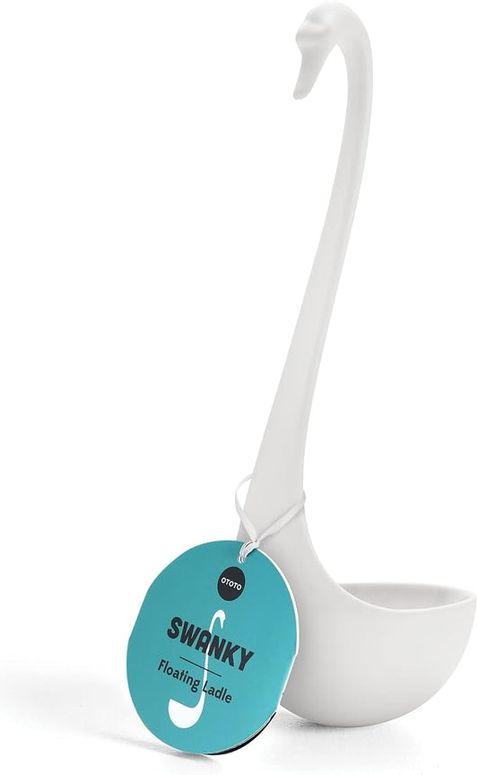 OTOTO Swanky Swan Soup Ladle- Silicone Soup Spoon, BPA-Free, Heat Resistant Soup Ladles For Serving & Cooking - Cute Kitchen Accessories, Unique Kitchen Gifts, Fun Cooking Gadgets (White) by OTOTO