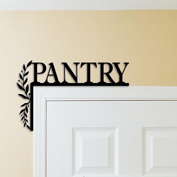 LIYOUYA Metal Pantry Flower Door Topper, door Sign, Door Corner Decor, Black Metal Wall Art, Simple Home Decor - For Kitchen (Black) - Image 3